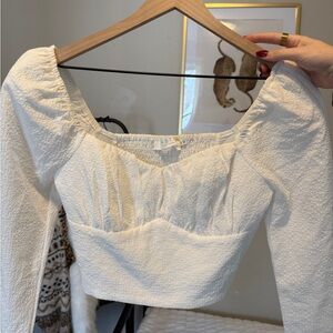 Astr Cream Textured Blouse